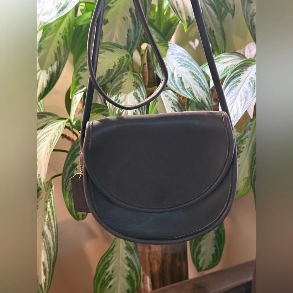 Coach Vintage Casey Black Leather Crossbody Bag USA made‎ - Picture 15 of 16